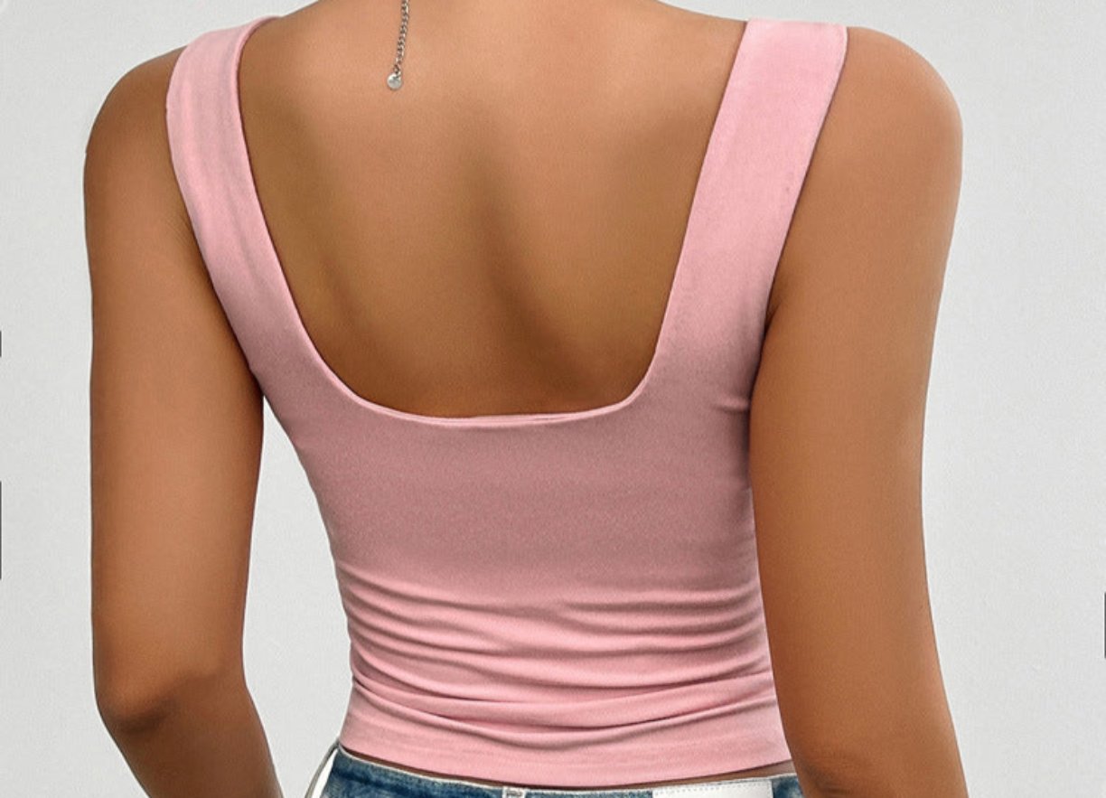 Solid Color Slim Fit Twisted Strap Top