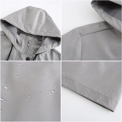 Windbreaker Mid Length Hooded Outdoor Raincoat