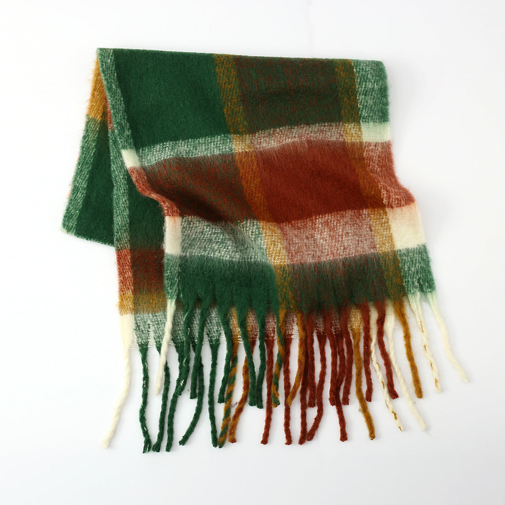 Cashmere Mohair Plaid Scarf