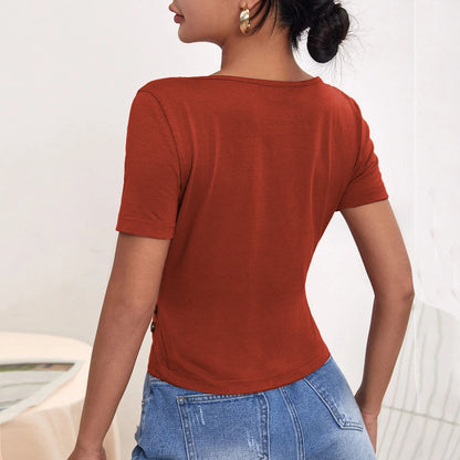 Sexy Hollow Cutout Casual Short Short Sleeve Top