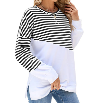 Contrast Color Striped Long Sleeve Sweater