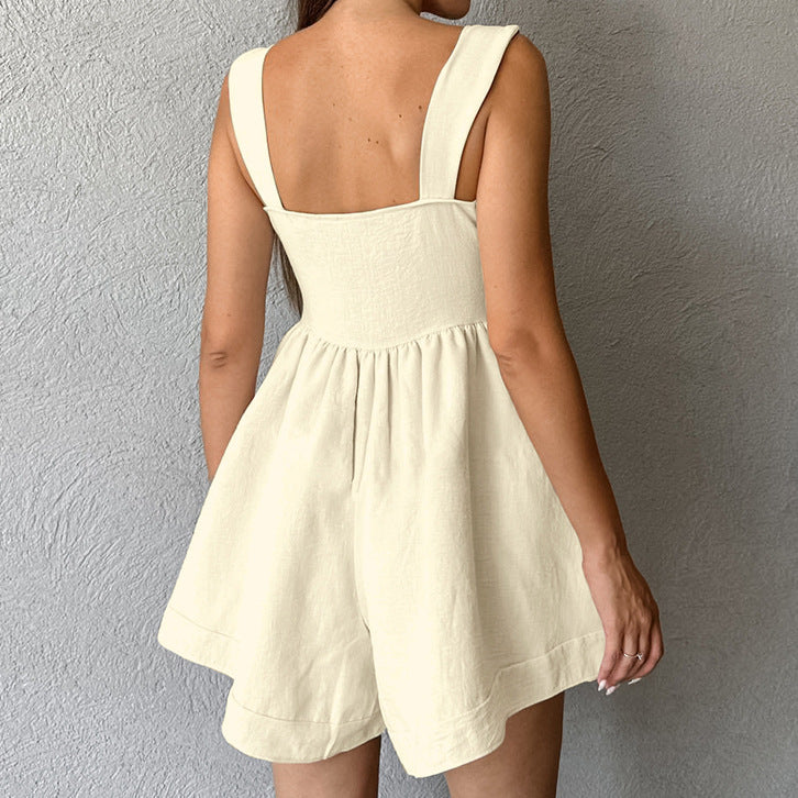 Cotton Linen Sleeveless Romper