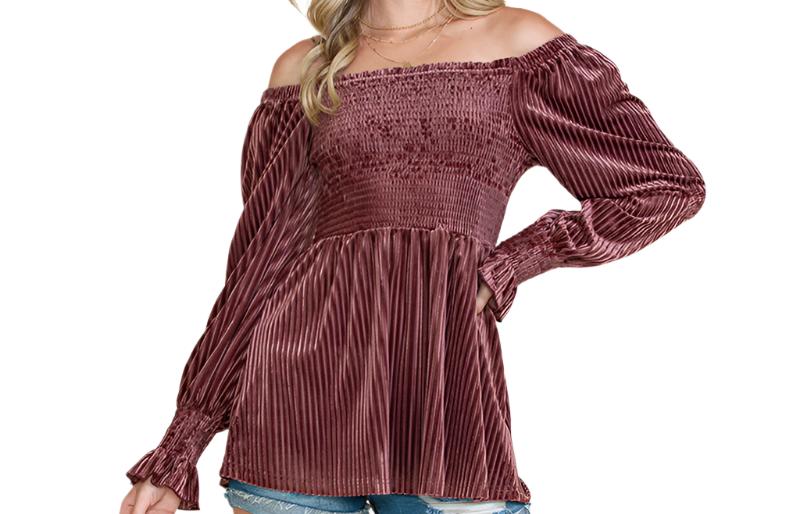 Long Sleeve Off Shoulder Ruffle Sleeve Top