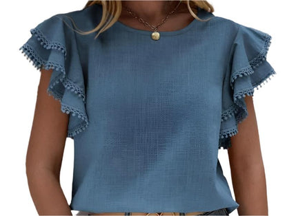 Double Layer Ruffled Short Sleeve Top