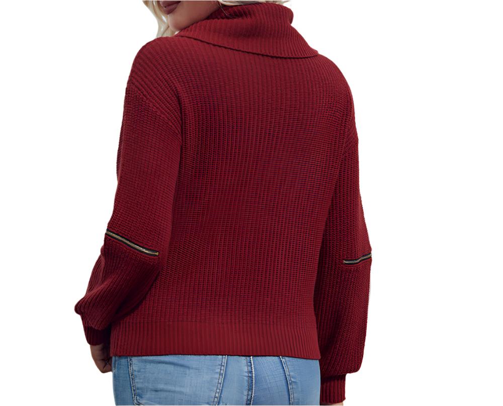 Knitted Pullover Zipper Sweater