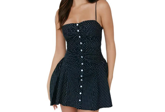 Polka Dot Print Sling Backless Dress