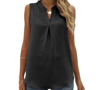 Chiffon Loose V-neck Sleeveless Top