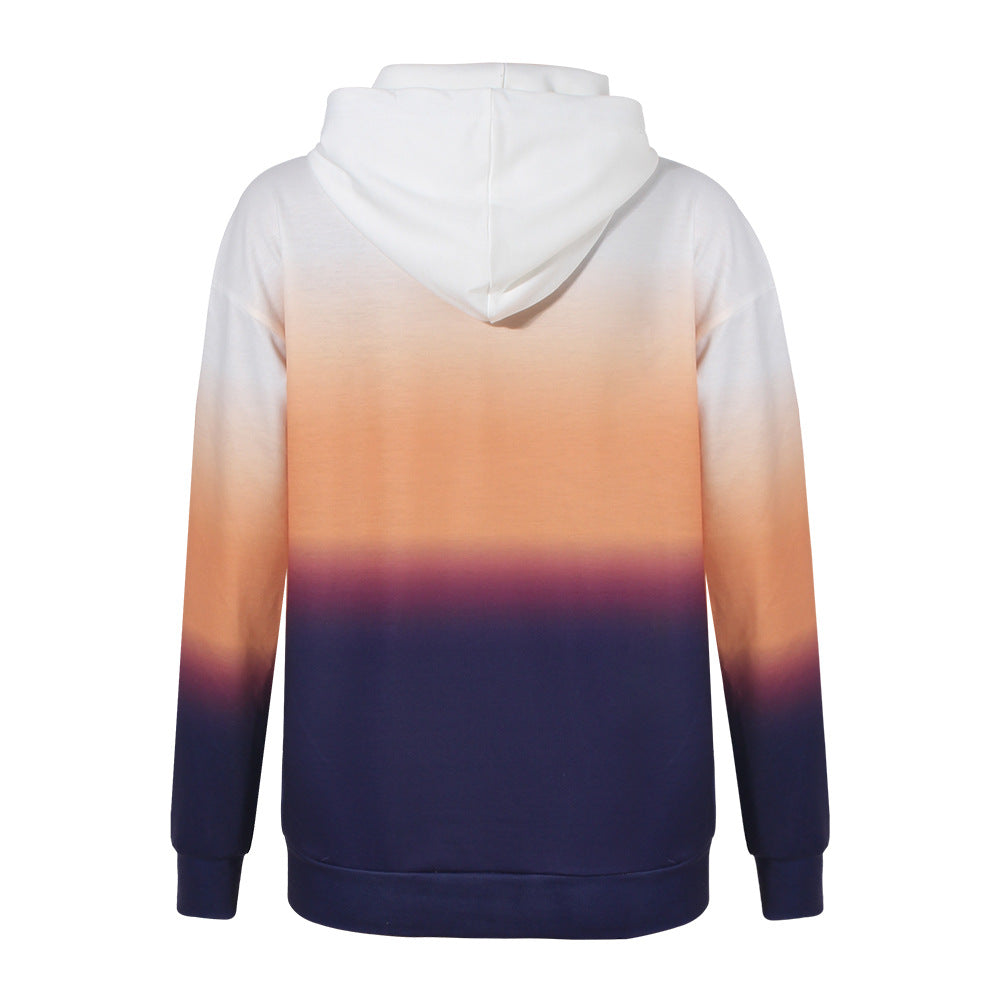 Long Sleeved Gradient Printed Casual Hoodie