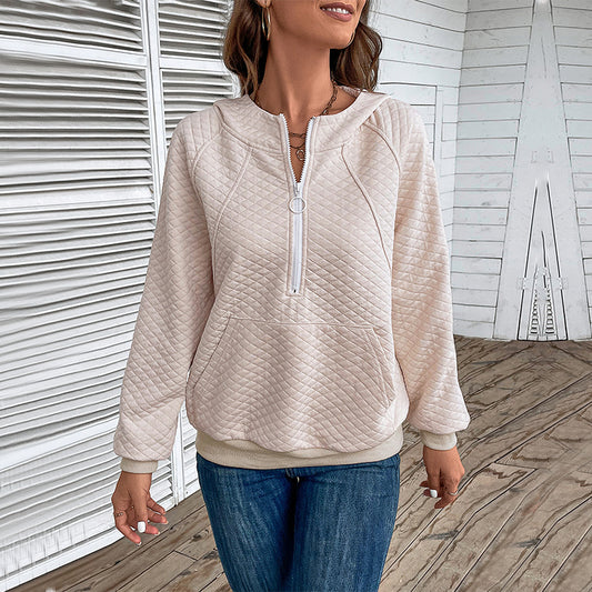 Hooded Long Sleeve Solid Color Pullover Sweatshirt