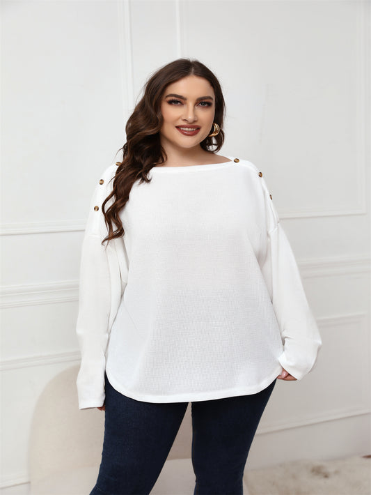 Plus Size Long Sleeve Off Shoulder Top