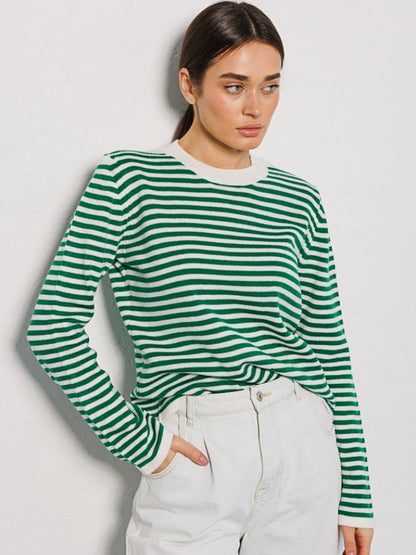 Striped Trendy Contrast Color Knitted Sweater