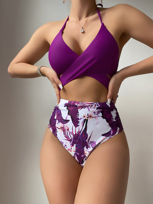 Triangle Crisscross Printing Bikini