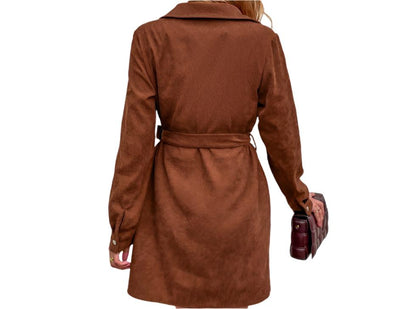 Corduroy Long Sleeve Shirt Dress