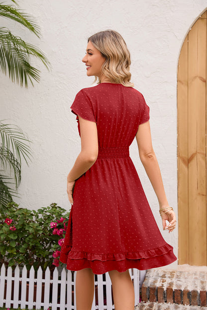 Short Sleeve Waist Stretch Dress