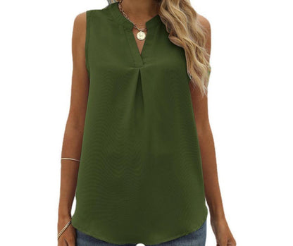 Chiffon Loose V-neck Sleeveless Top