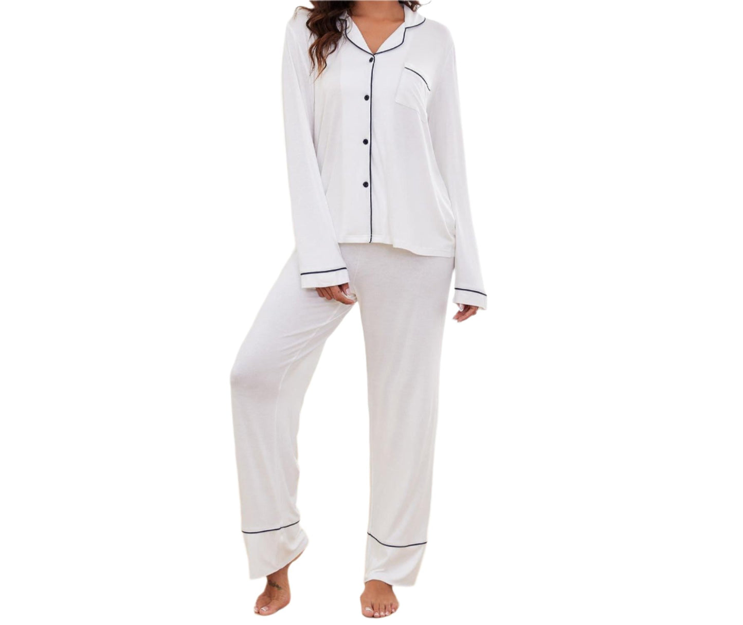 Long Sleeved Shirt Trousers Loungewear Set