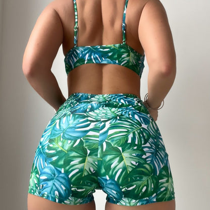 Tropical Plant Print Tankini