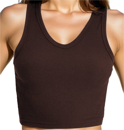 Cotton Rib Sexy Slim V-Neck Sleeveless Top