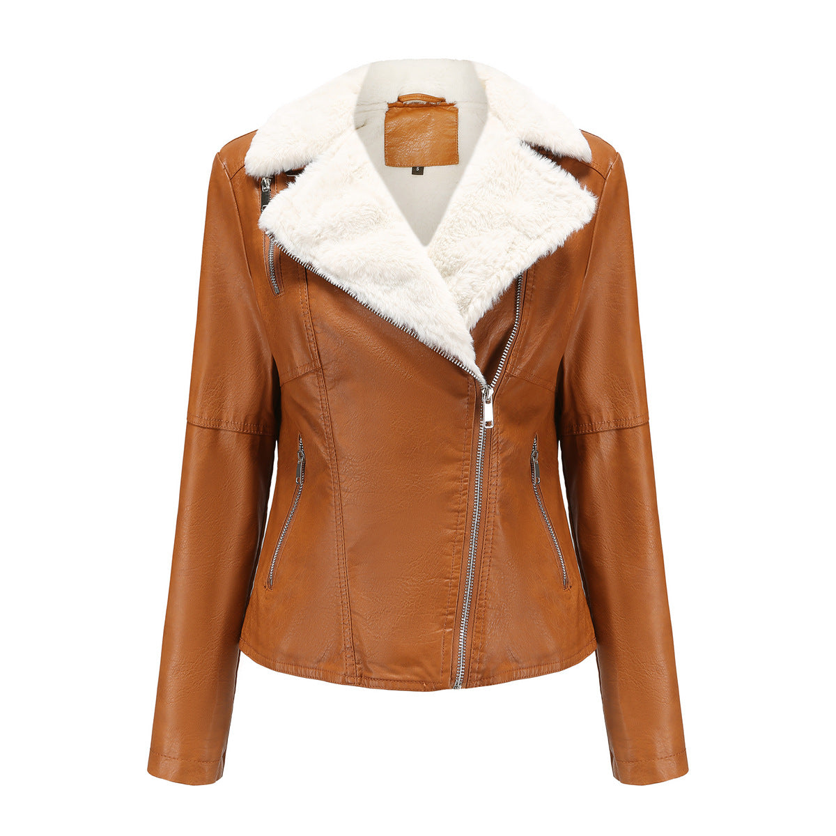 Fur Leather Fleece Lined Jacket