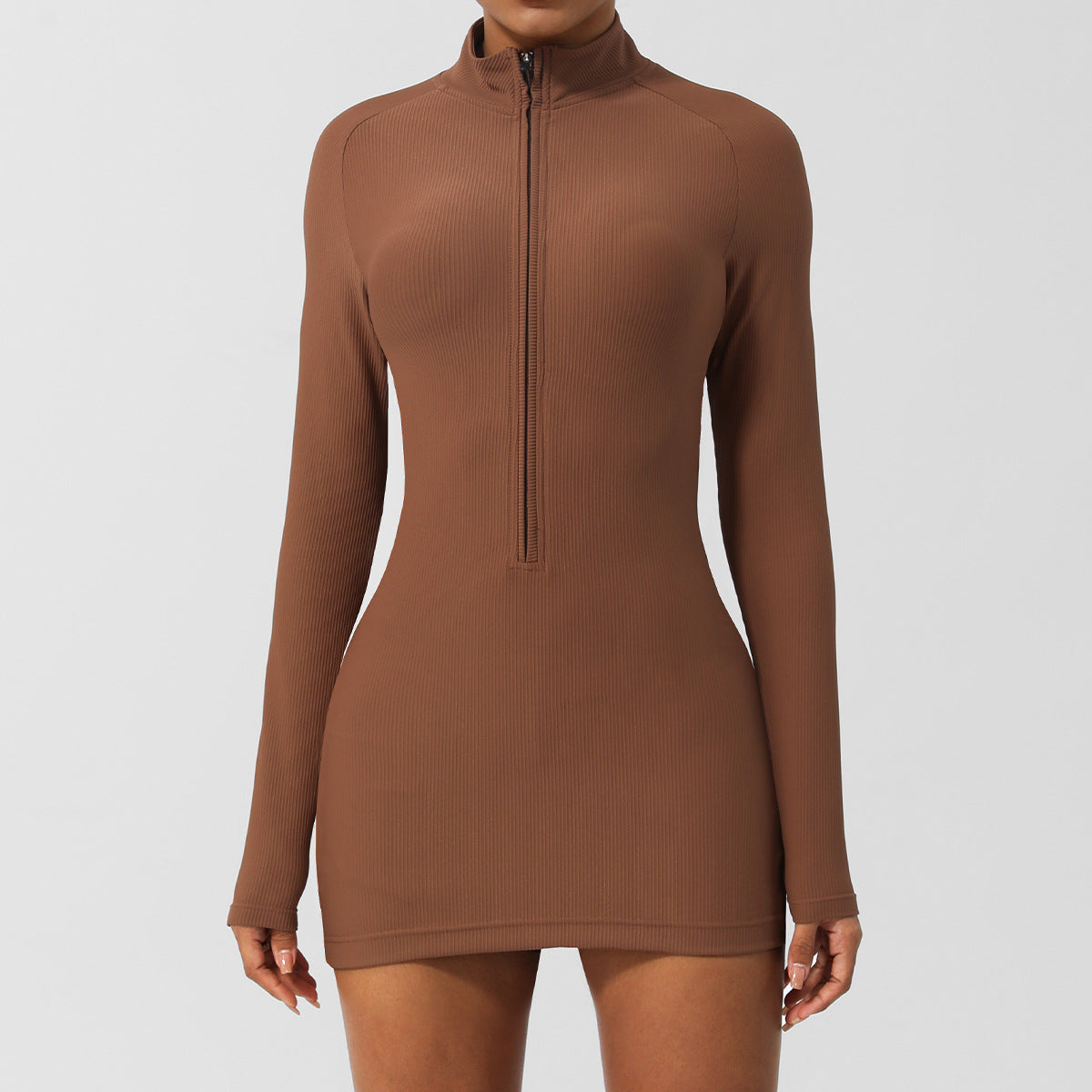 Long Sleeve Zipper Yoga Dress