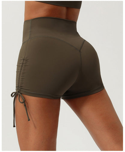 Pleated Drawstring Yoga Shorts