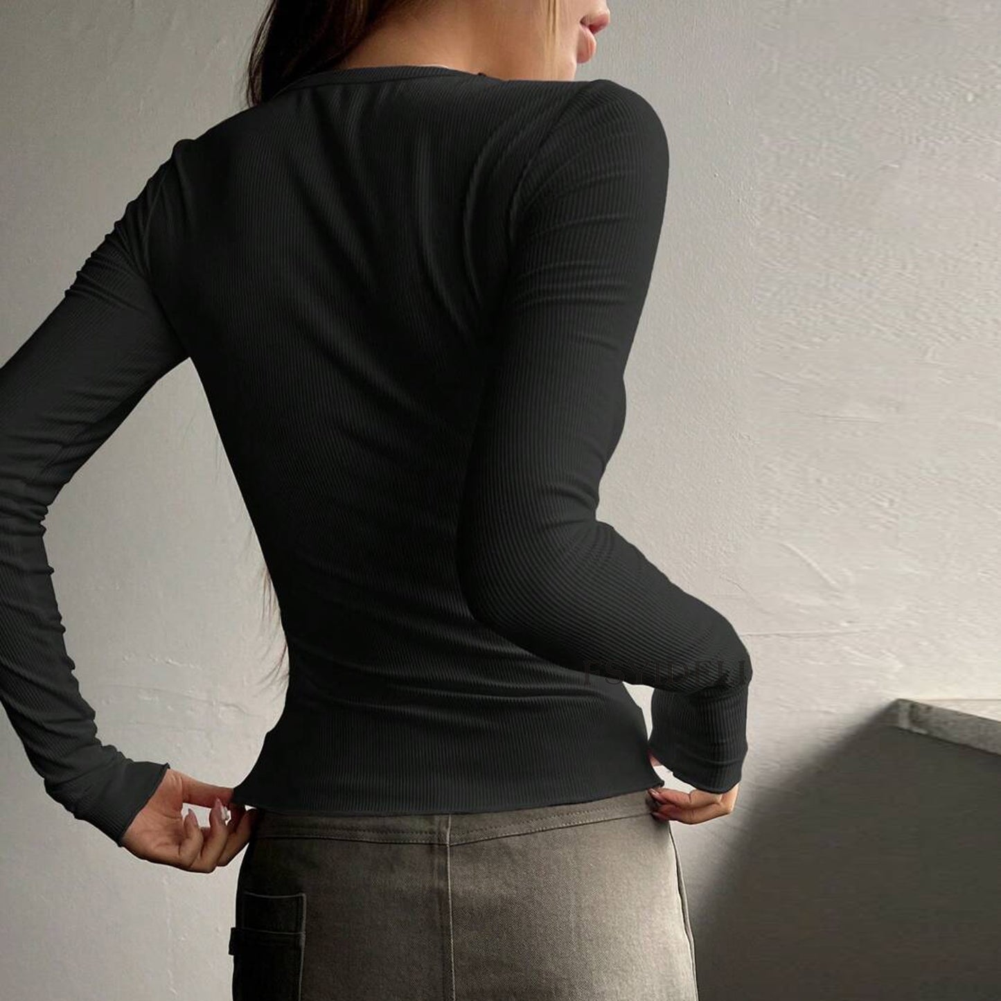 Sexy Long Sleeve Slim Short Top