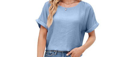 Cotton Linen Short Sleeve Top