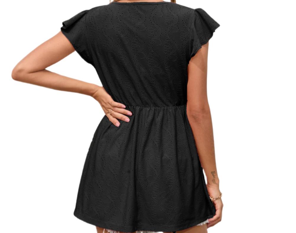 Casual Waist Tight Peplum Short Sleeve Top