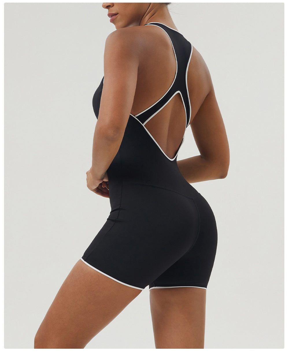 Sports Contrast Color I-Shaped Backless Romper