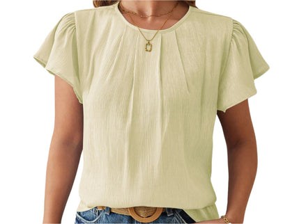 Fabric Petal Sleeve Loose Top