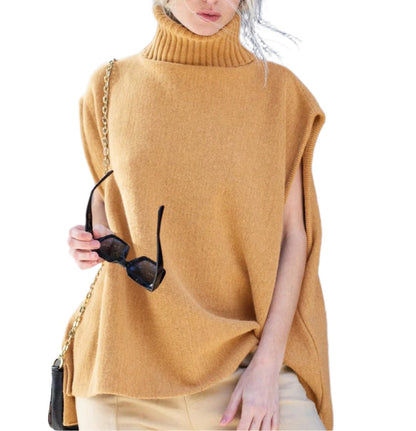 Turtleneck Sleeveless Casual Sweater