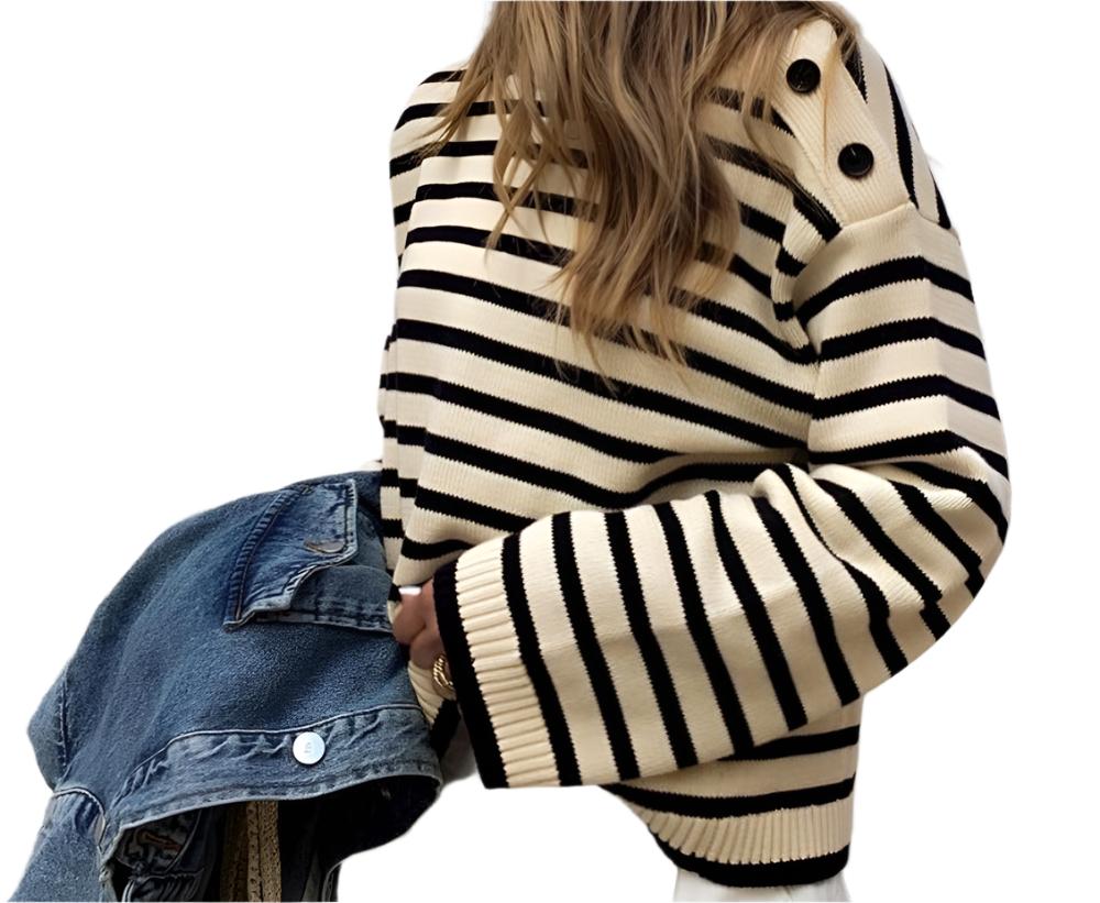 Idle Round Neck Striped Sweater