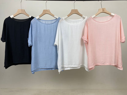 Cotton Linen Short Sleeve Top