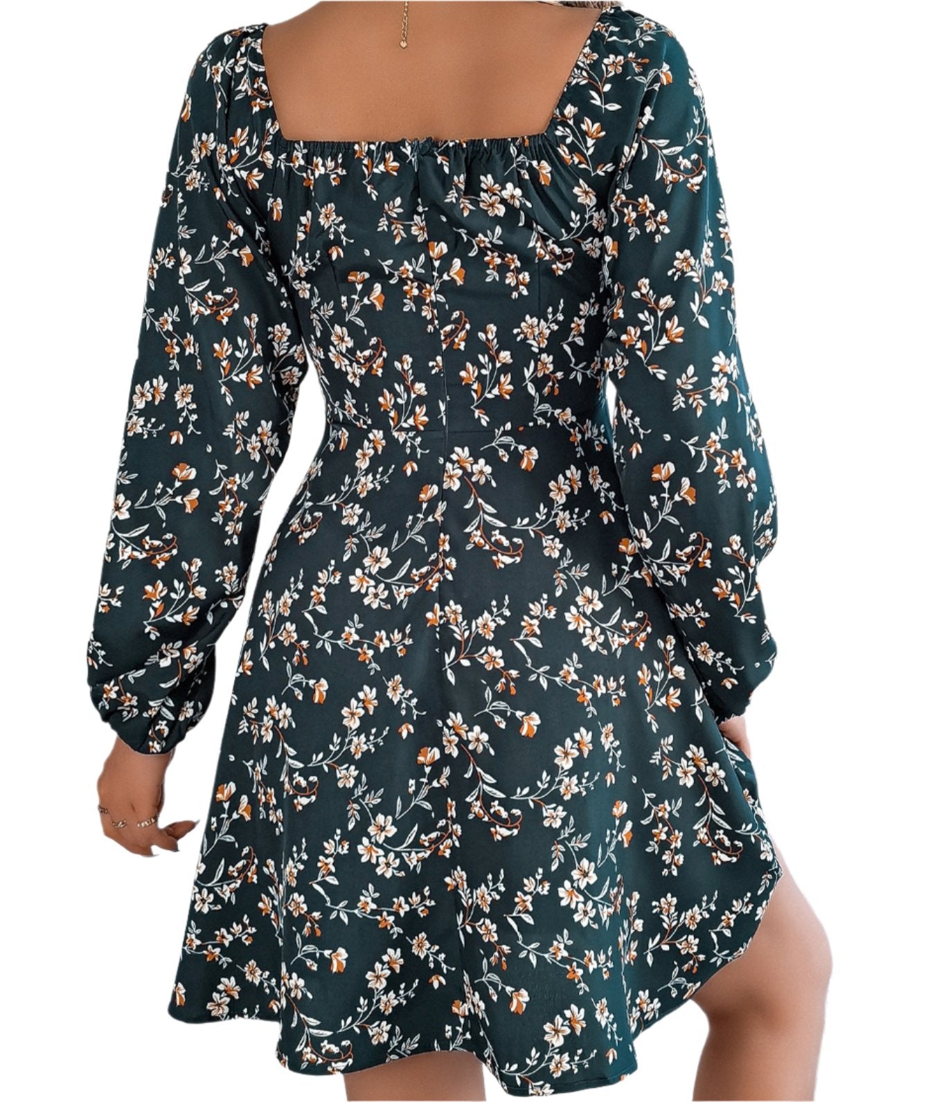 Casual Sexy Lacing Floral Long Sleeve A-Line Dress