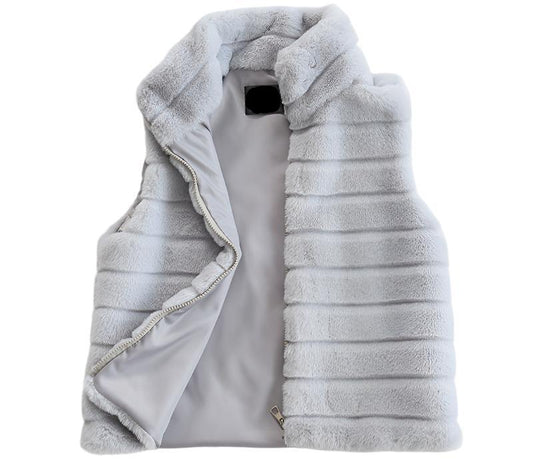 Vest Faux Fur Stand Collar Artificial Fur Coat