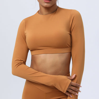 Hollow Cutout Back Yoga Long Sleeves Cropped Sports Top