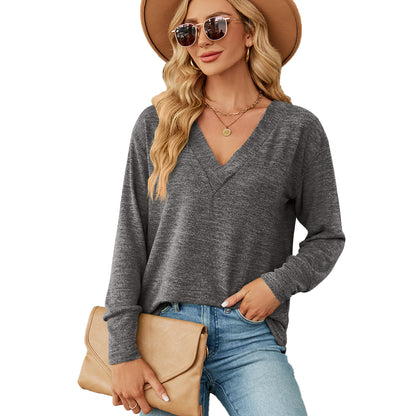 Solid Loose Casual Long Sleeves Top