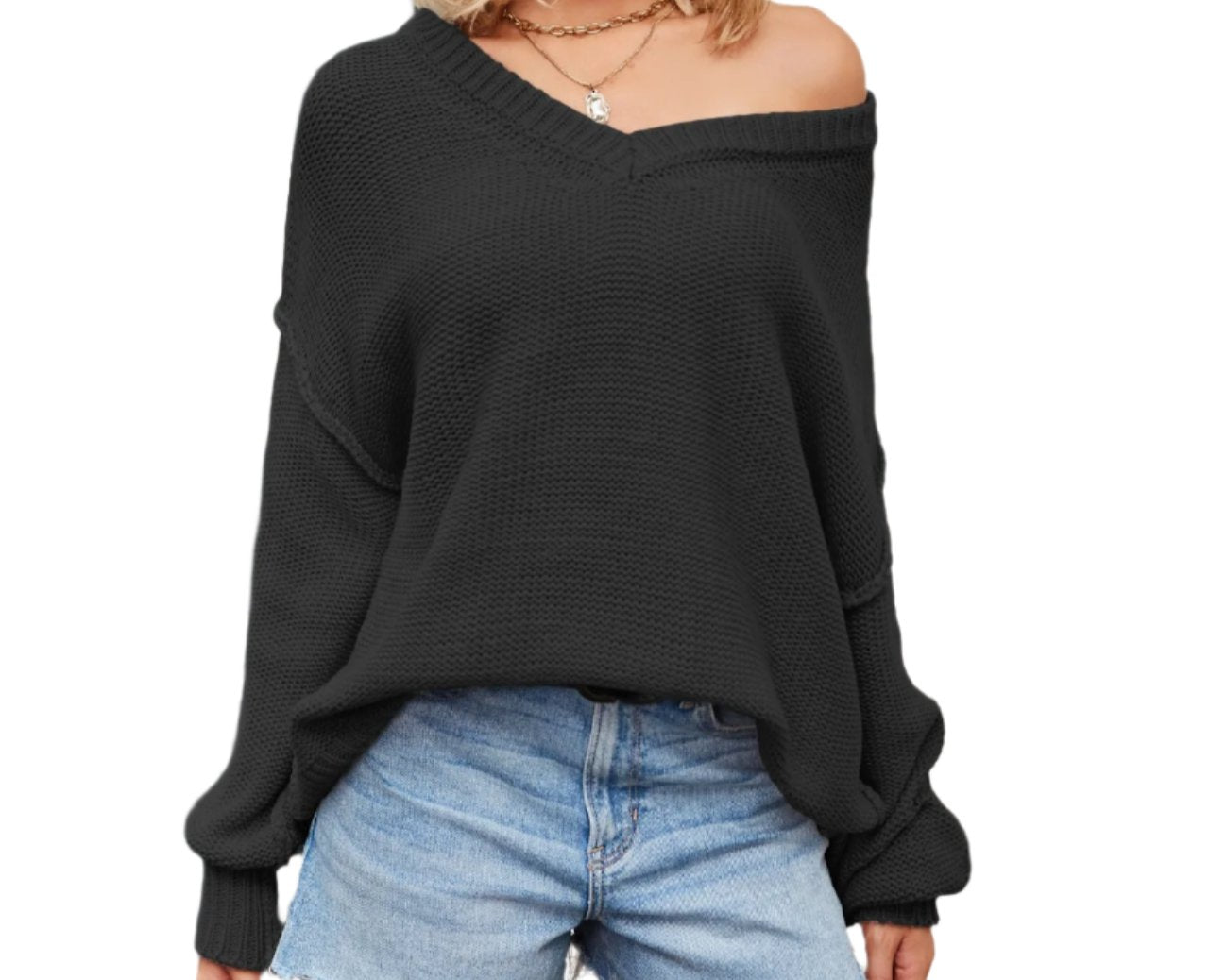 V-neck Knitwear Sexy Pullover Sweater