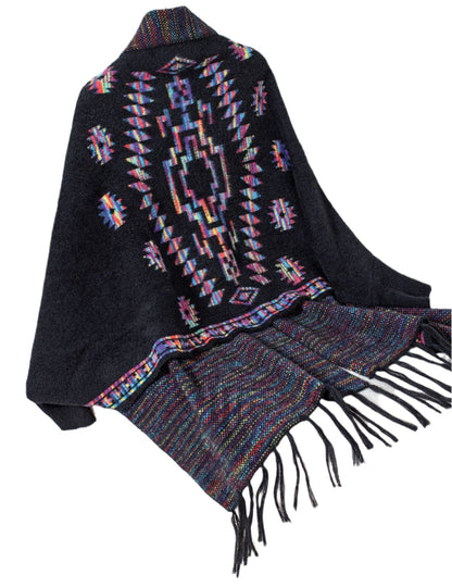 Aztec Geometric Abstract Jacquard Ethnic Tassel Shawl