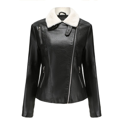 Fur Leather Fleece Lined Jacket