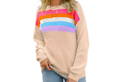 Stitching Color Pullover Sweater