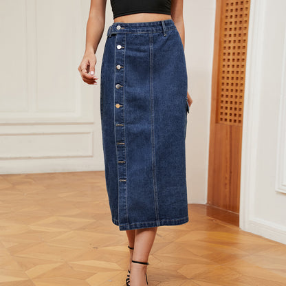 Sexy Semi Elastic Denim Cargo Pants Casual Skirt