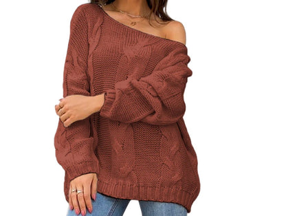 Loose Off Shoulder Pullover Sweater