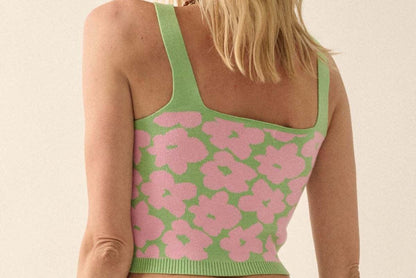 Sexy Flower Knitted Cropped Top