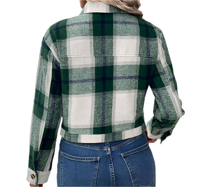 Plaid Retro Woolen Bow Coat