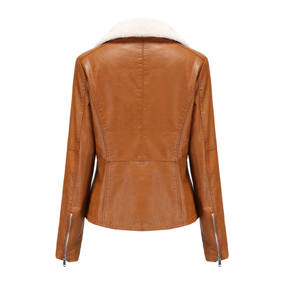 Fur Leather Fleece Lined Jacket