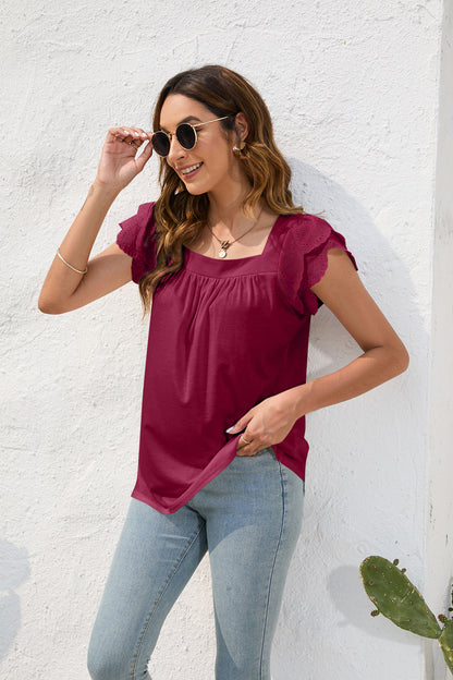 Casual Ruffle Short Sleeve Top