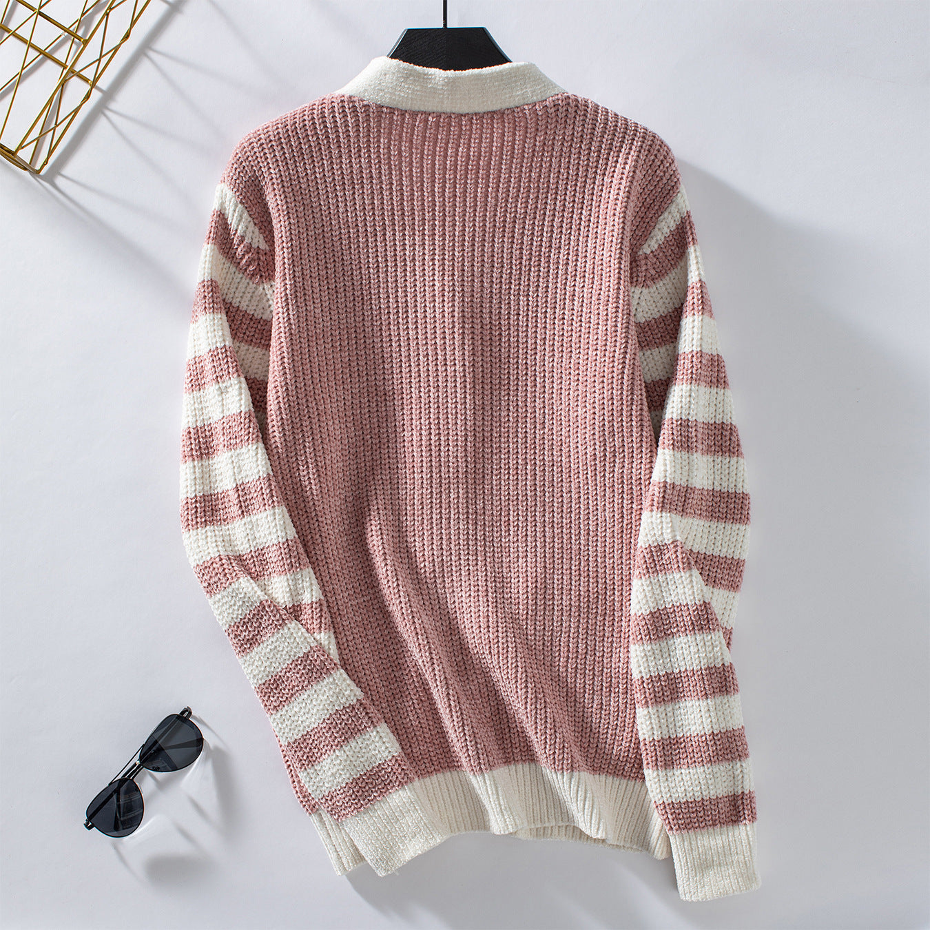 Striped Button Knitted Cardigan