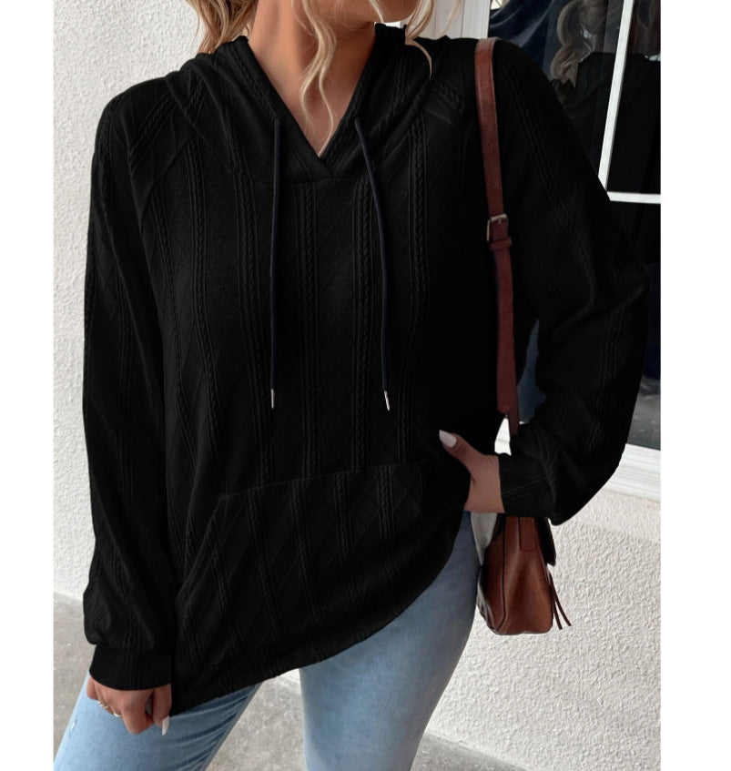 Casual Jacquard Loose Hooded Sweater