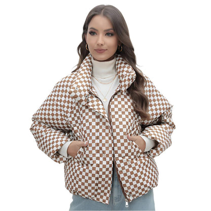 Plaid Cotton Padded Jacket Coat